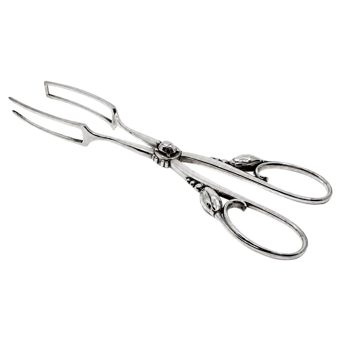 Georg Jensen Blossom Sterling Silver Sandwich Tongs 251, 1919