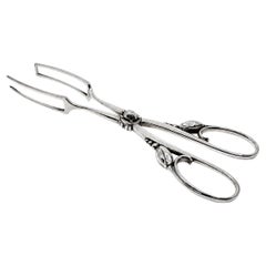 Georg Jensen Blossom Sterling Silver Sandwich Tongs 251, 1919