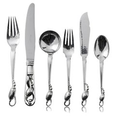 Georg Jensen Blossom Sterling Silverware Set for 12