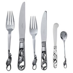 Georg Jensen Blossom Sterling Silverware Set for 12