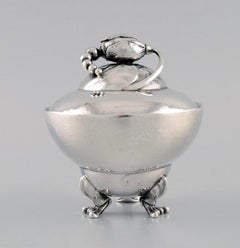 Georg Jensen Blossom Sugar Bowl in Hammered Sterling Silver, Dated 1925-1932
