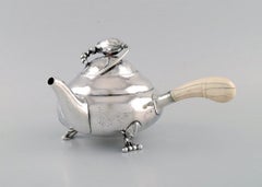 Georg Jensen Blossom Teapot in Hammered Sterling Silver with Ivory Handle