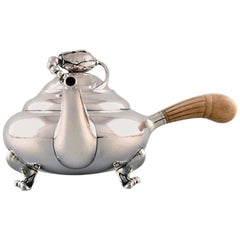 Vintage Georg Jensen "Blossom" Teapot of Hammered Sterling Silver