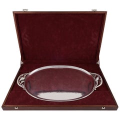 Georg Jensen Blossom Tray #2E in Original Georg Jensen Mahogany Box