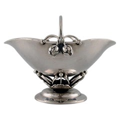 Georg Jensen Bowl of Sterling Silver, Forged with Flower Buds