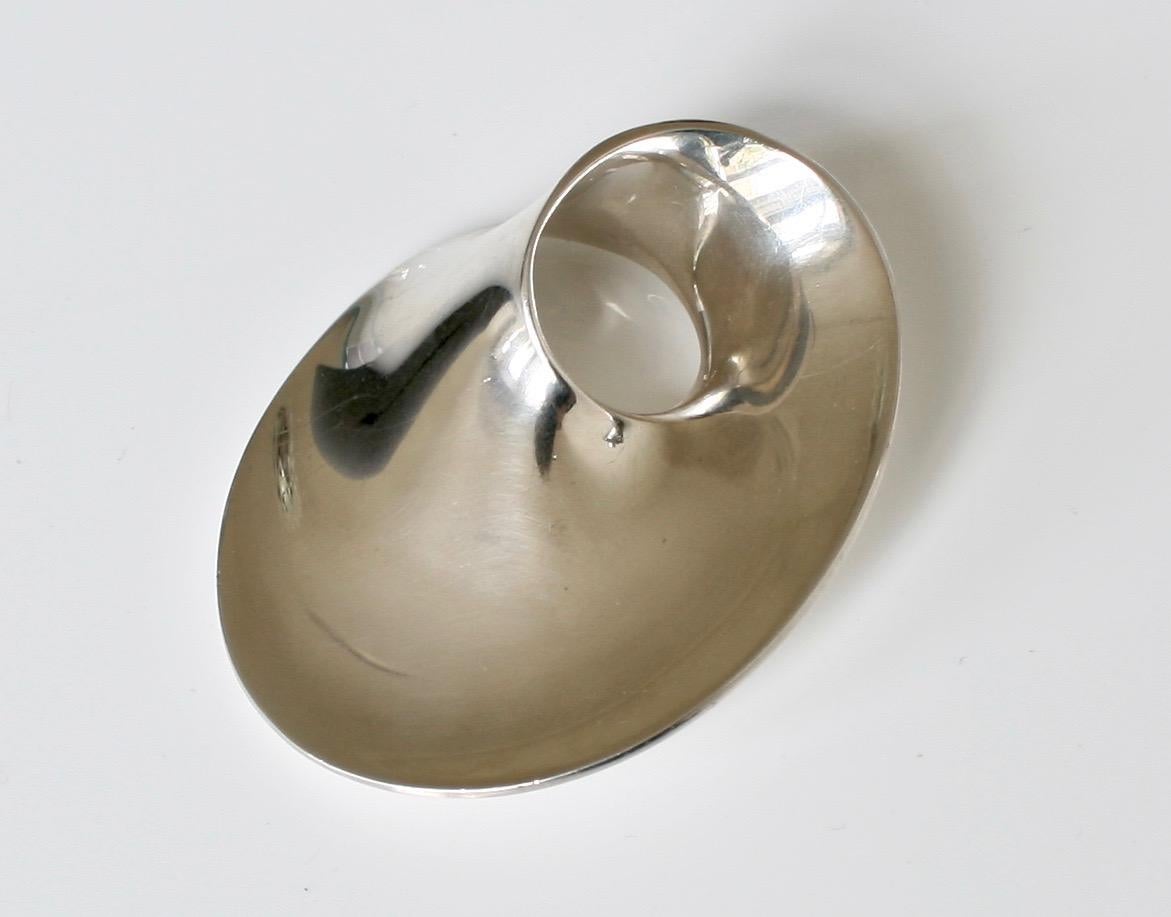 Early Georg Jensen sterling silver Mobius brooch designed by Vivianna Torun Bulow-Hube Denmark c.1960 
Design number  374 comes in the original Georg Jensen box
Very substantial piece 