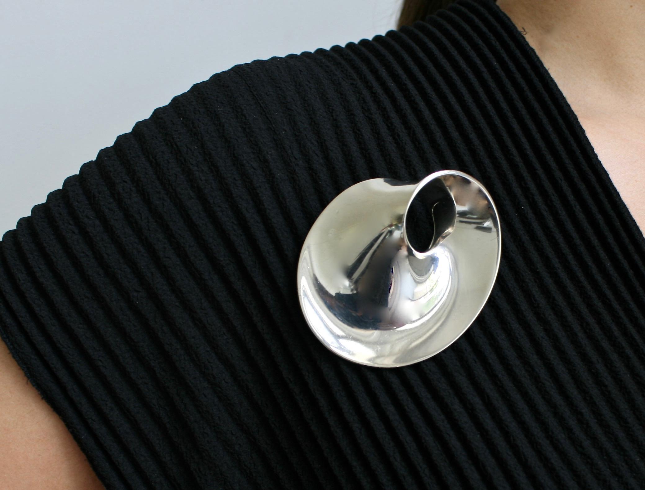 Modernist Georg Jensen Brooch Designed by Vivianna Torun Bulow-Hube, Denmark For Sale