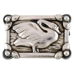 Georg Jensen Brooch in Sterling Silver with Swan, Dated 1933-44