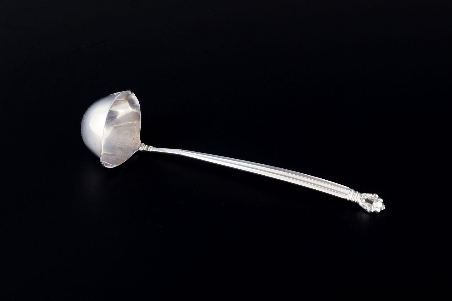Georg Jensen. Butter sauce ladle in the “Acorn” pattern. Sterling silver.