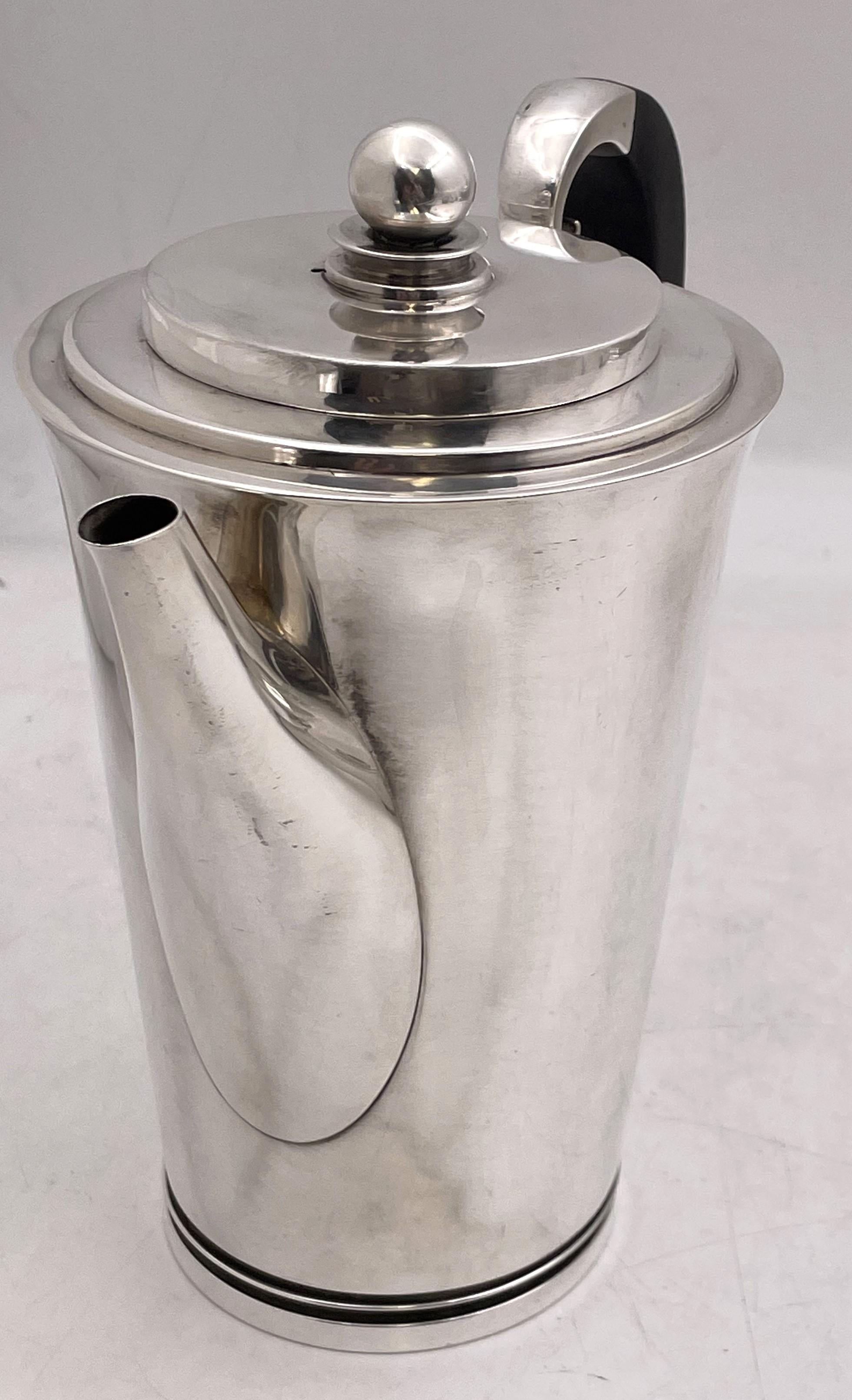 Georg Jensen by H. Nielsen Juego de café de 5 piezas de plata de ley con diseño piramidal Art Decó en venta