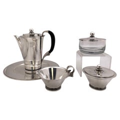 Georg Jensen by H. Nielsen Sterling Silver 5-Piece Coffee Set in Pyramid Pattern