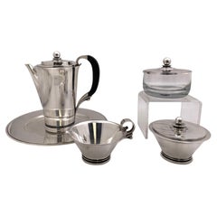 Georg Jensen by H. Nielsen Juego de café de 5 piezas de plata de ley con diseño piramidal