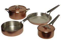 Georg Jensen by Henning Koppel 'Taverna' Copper Pots and Pans Denmark, 1971
