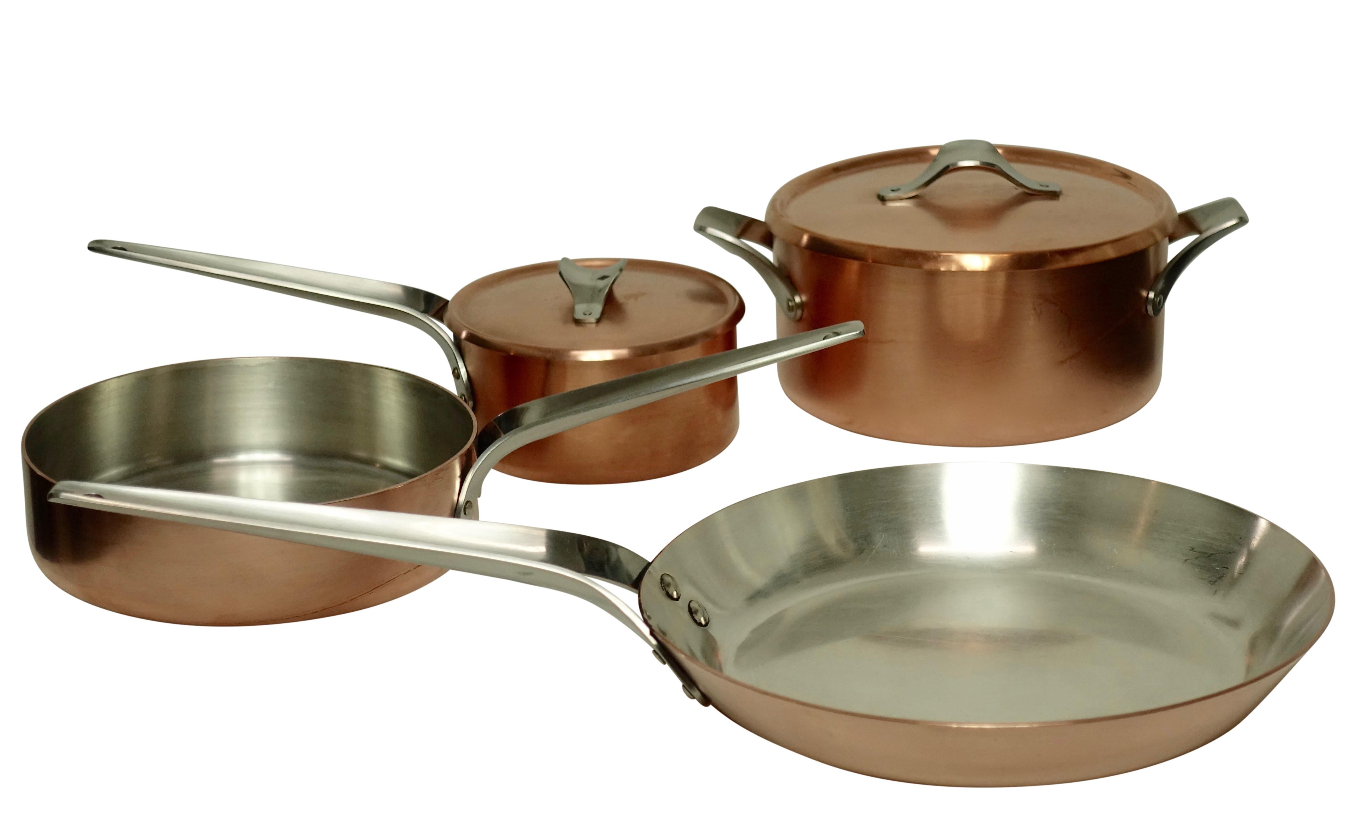 Polished Georg Jensen by Henning Koppel 'Taverna' Copper Pots and Pans Denmark, 1971