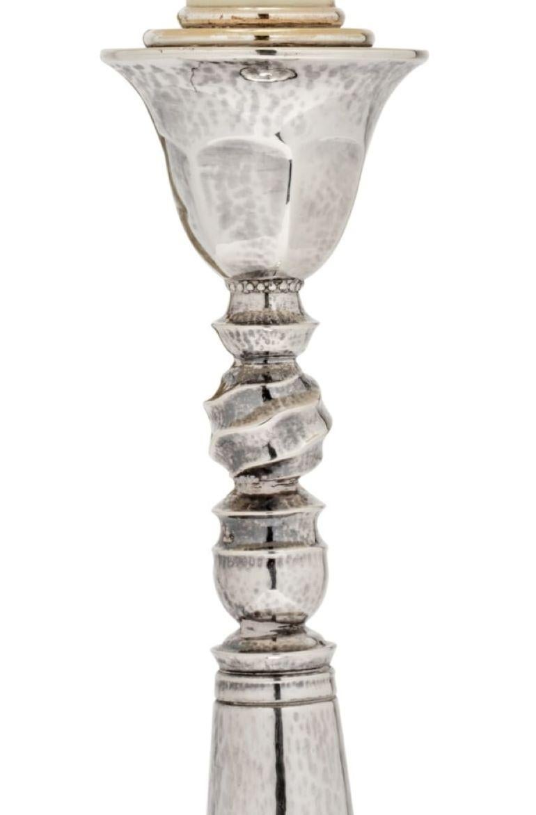 Georg Jensen par J. Rohde, chandelier rare en argent sterling martelé Art déco n° 441 Bon état - En vente à New York, NY