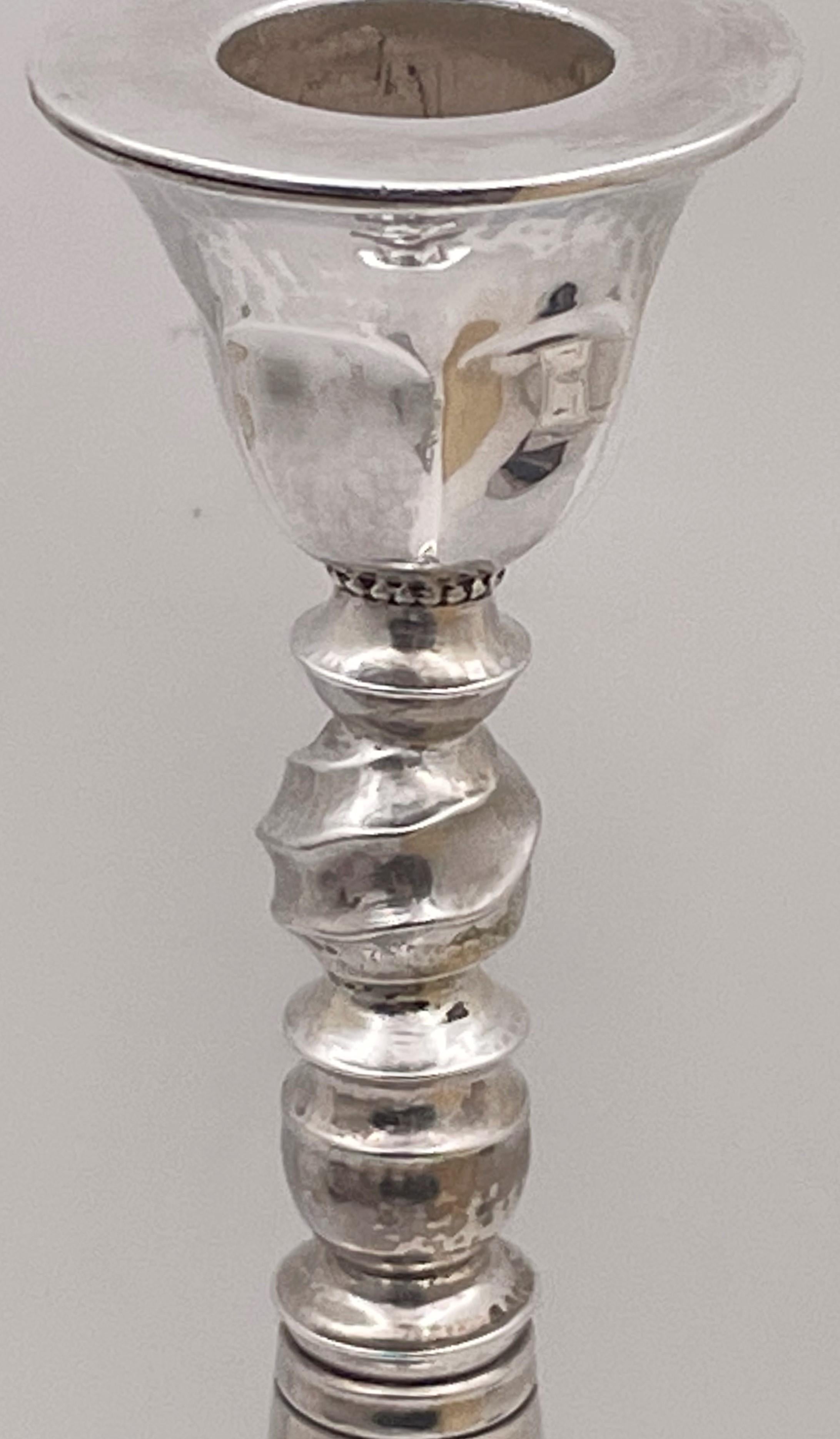 Georg Jensen by J. Rohde Raro candeliere in argento martellato #441 Art Deco in vendita 2
