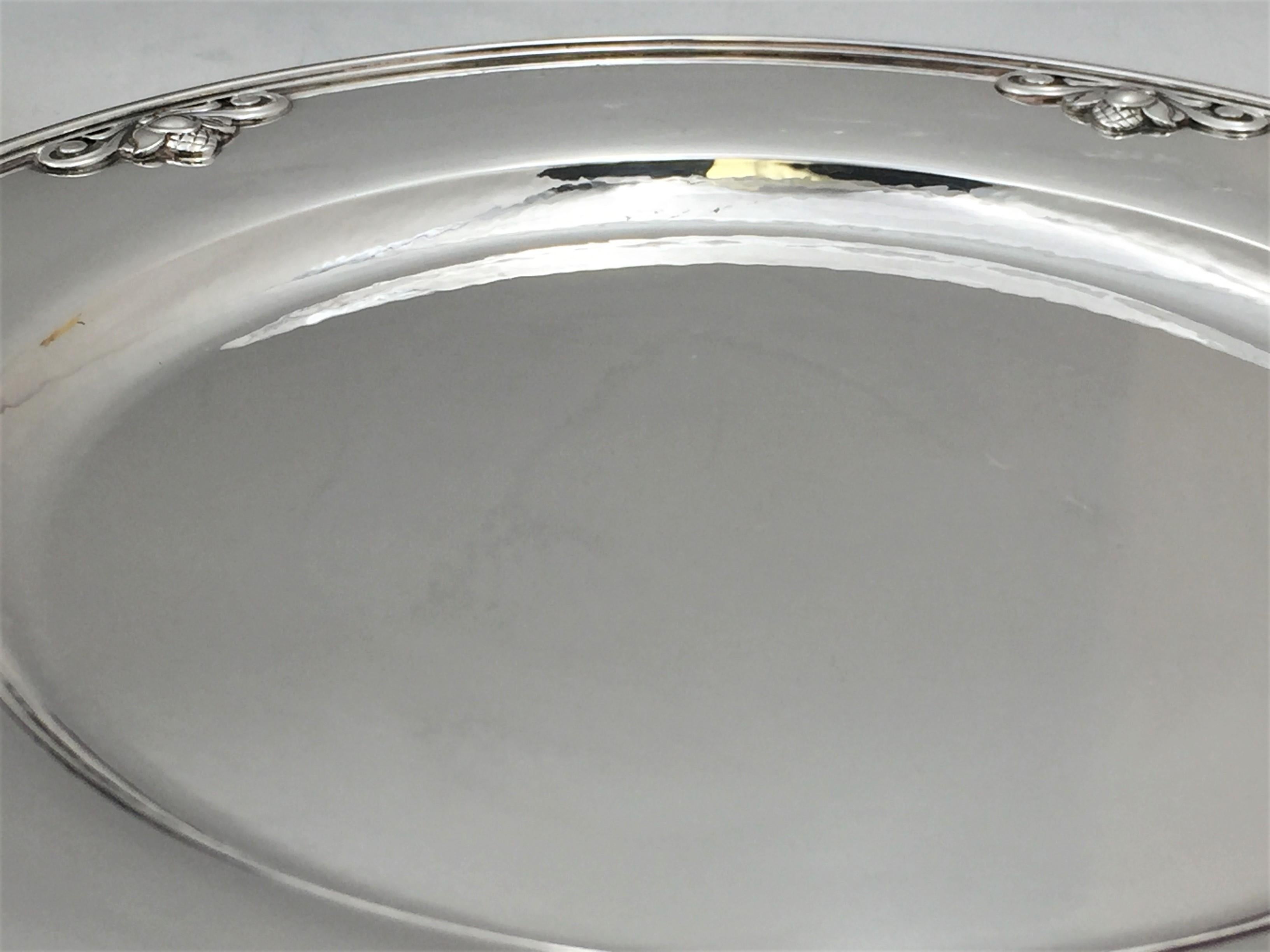 Georg Jensen by Rohde Sterling Silver Charger / Plate in Acorn Pattern #642A In Good Condition For Sale In New York, NY