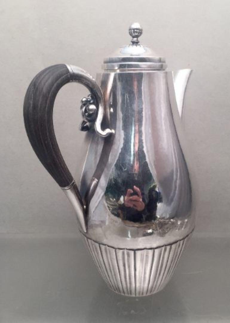 Danish Georg Jensen by Rohde Sterling Silver Coffee/ Tea Pot in Cosmos Pattern 45A