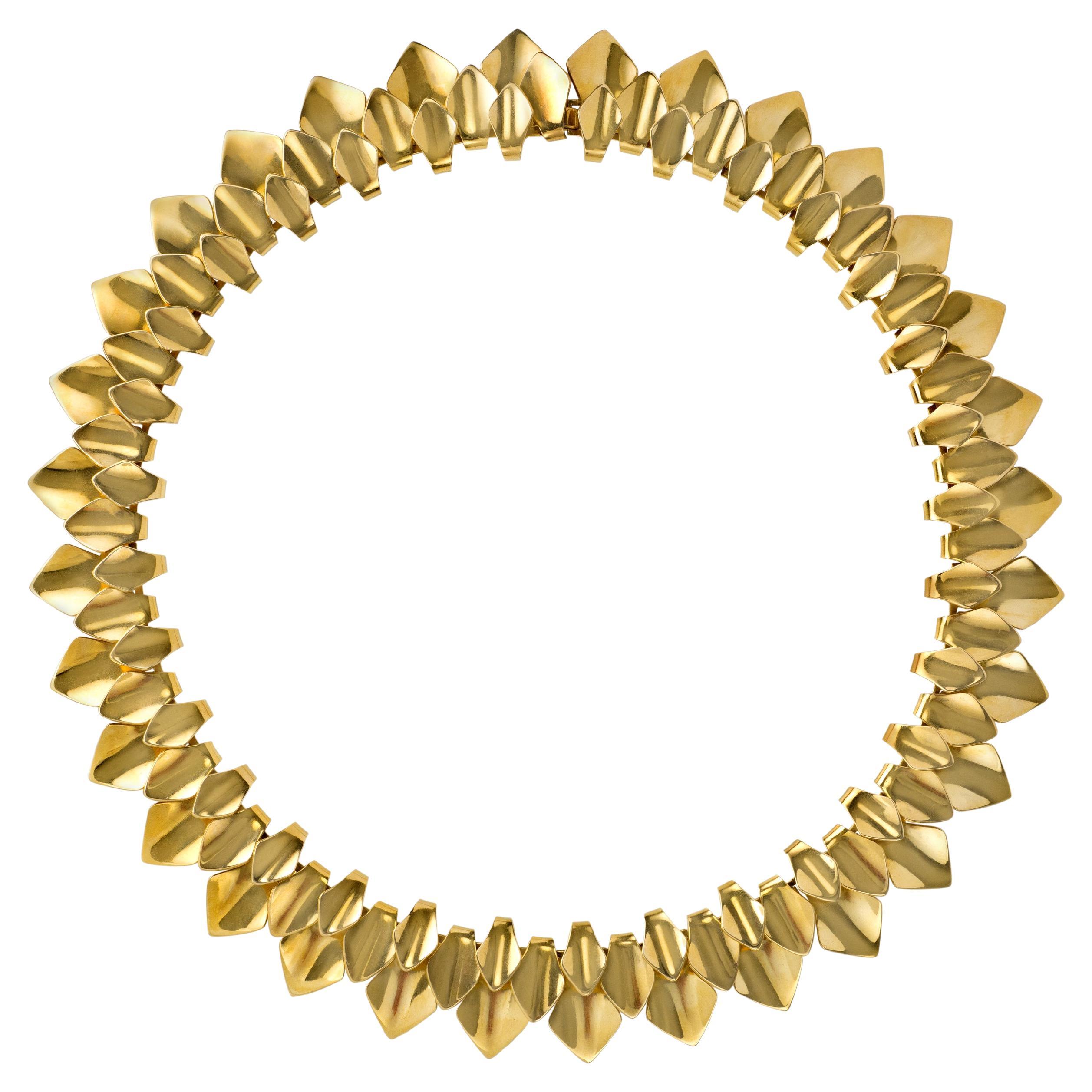 Georg Jensen par Tuk Fisher, collier moderniste en or jaune, 1963