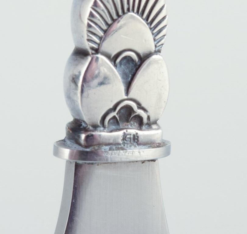 Danish Georg Jensen Cactus. Bottle opener in sterling silver and stainless steel. For Sale