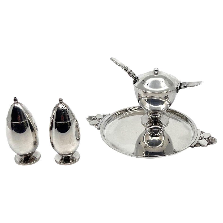 Jensen Cactus Cruet Set with Tray 629 For Sale at 1stDibs