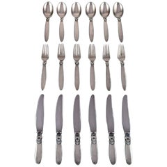 Georg Jensen "Cactus" Cutlery, Complete Dinner Service for Six People