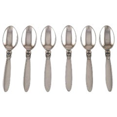 Georg Jensen "Cactus" Cutlery, Six Large Teaspoons in Sterling Silver