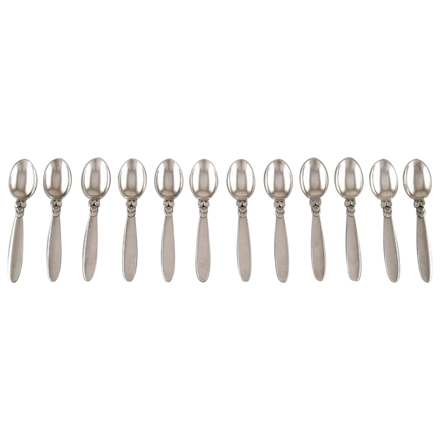 Georg Jensen "Cactus" Cutlery, Twelve Coffee Spoons in Sterling Silver