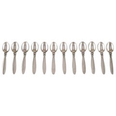 Georg Jensen "Cactus" Cutlery, Twelve Coffee Spoons in Sterling Silver