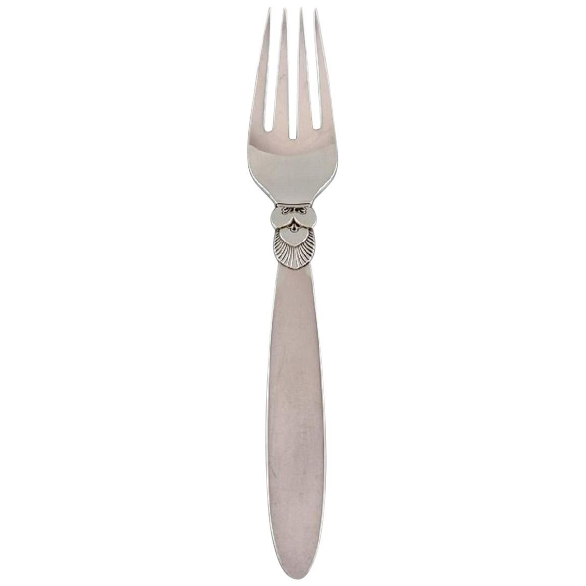 Georg Jensen Cactus Dinner Fork in Sterling Silver For Sale