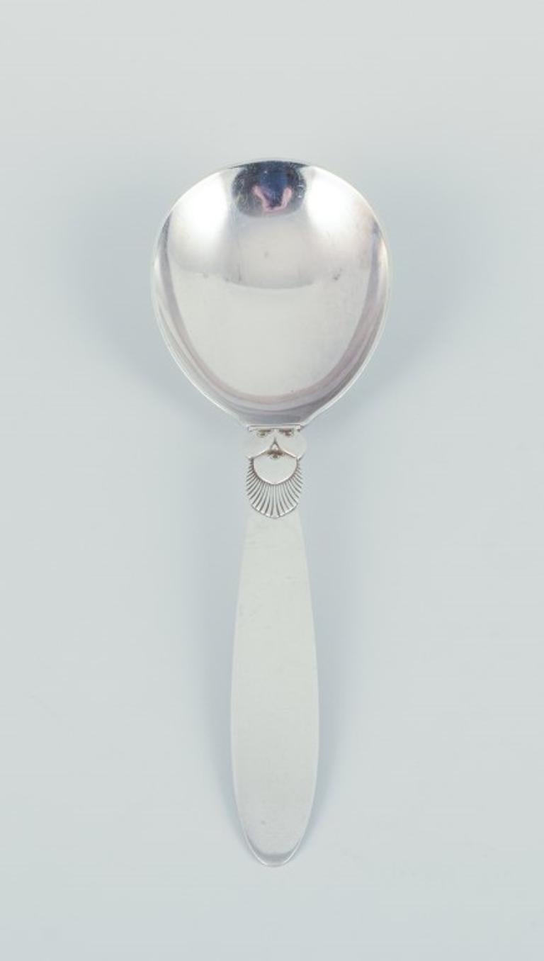 Art Deco Georg Jensen Cactus. Large serving spoon in sterling silver.  For Sale