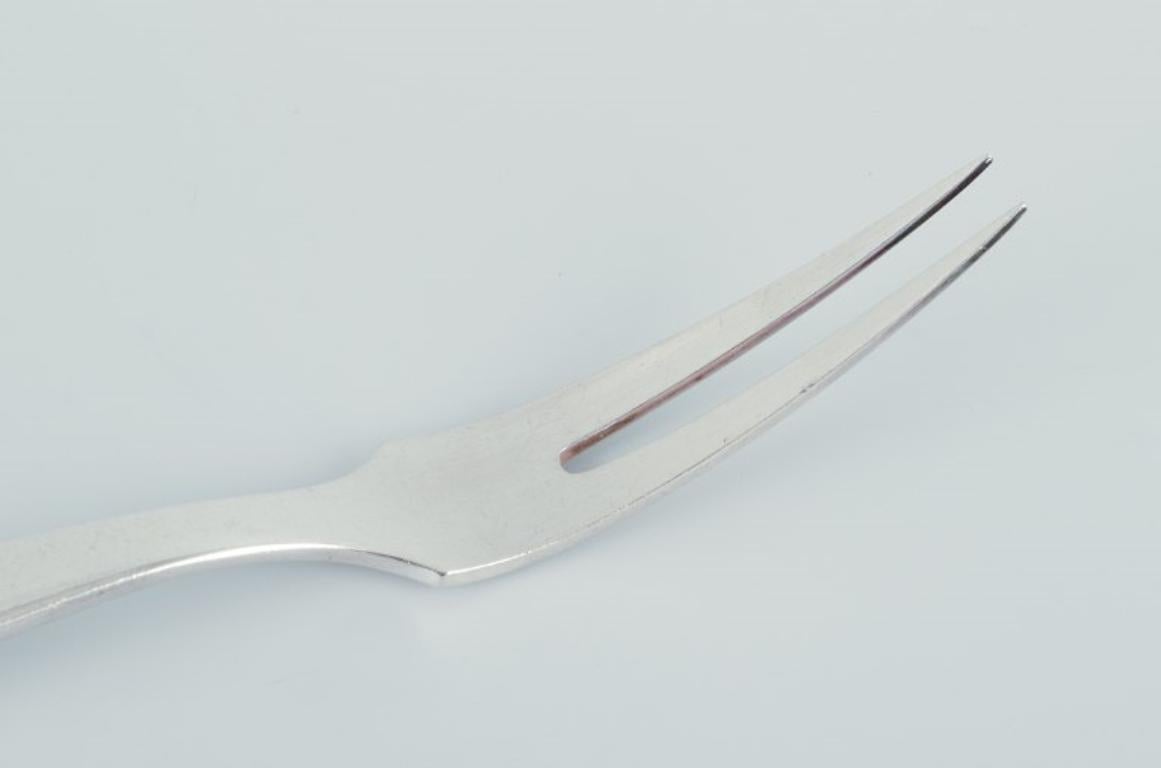 Danish Georg Jensen Cactus. Long carving fork in all silver, sterling silver.  For Sale