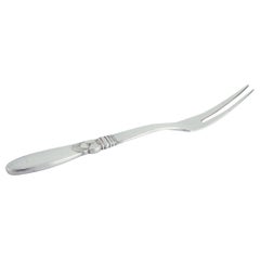 Georg Jensen Cactus. Long carving fork in all silver, sterling silver.