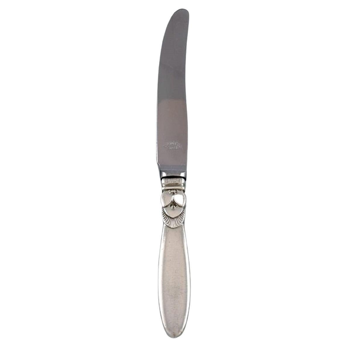 Georg Jensen Cactus Lunch Knife in Sterling Silver and Stainless Steel For Sale