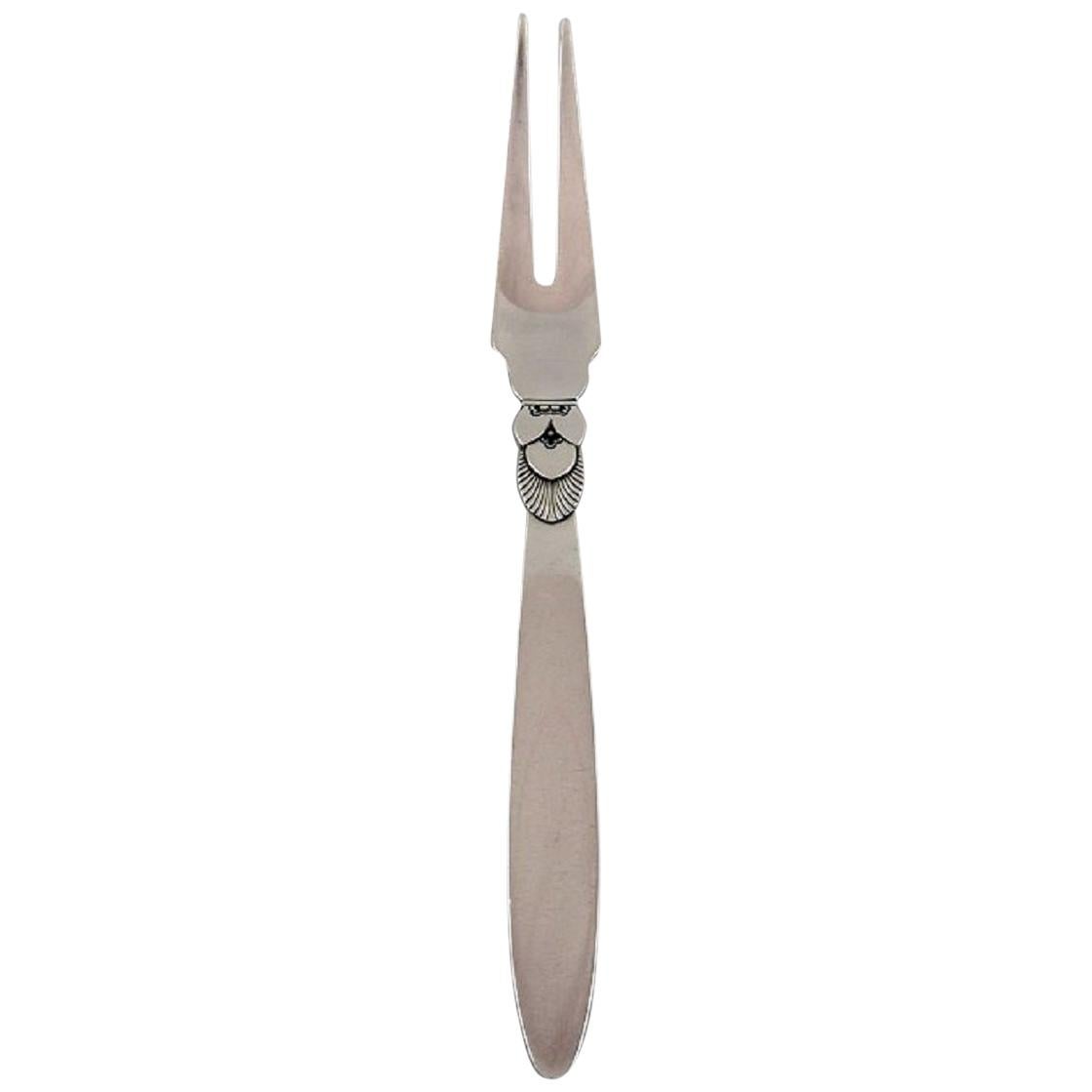 Georg Jensen Tenedor para carne de cactus de plata de ley, diseñador Gundorph Albertus