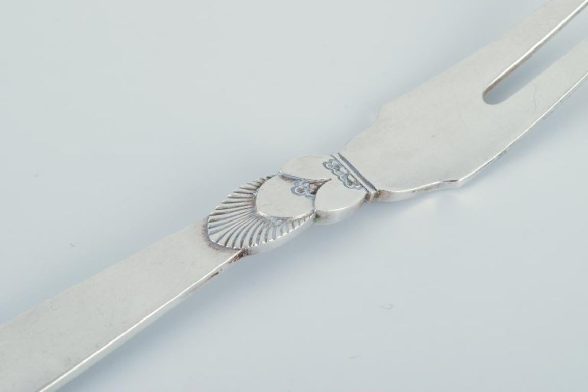 Art Deco Georg Jensen Cactus. Meat fork in sterling silver.  For Sale