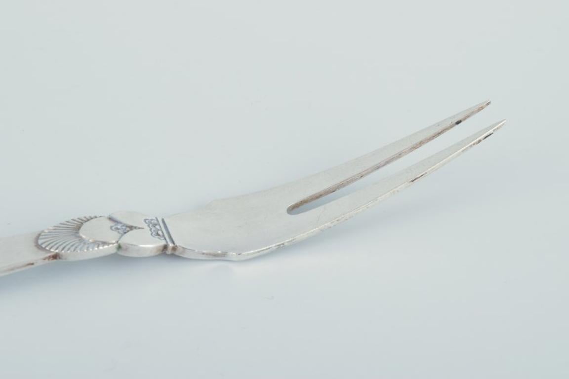 Danish Georg Jensen Cactus. Meat fork in sterling silver.  For Sale