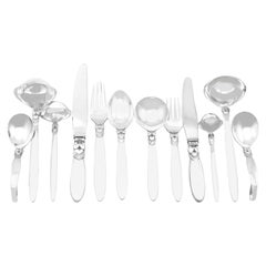 Georg Jensen Cactus Pattern Sterling Silver Cutlery Set, Denmark, 1956