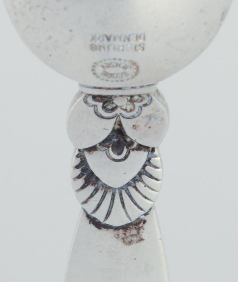 20th Century Georg Jensen Cactus. Salt cellar in sterling silver with accompanying salt spoon