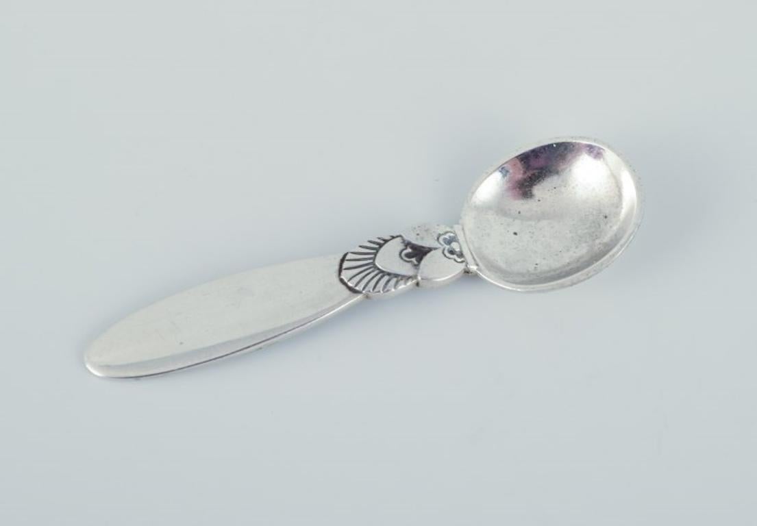 20th Century Georg Jensen Cactus. Salt cellar in sterling silver with salt spoon. For Sale