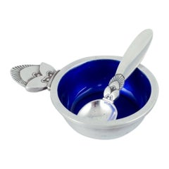 Georg Jensen Cactus. Salt cellar in sterling silver with salt spoon.