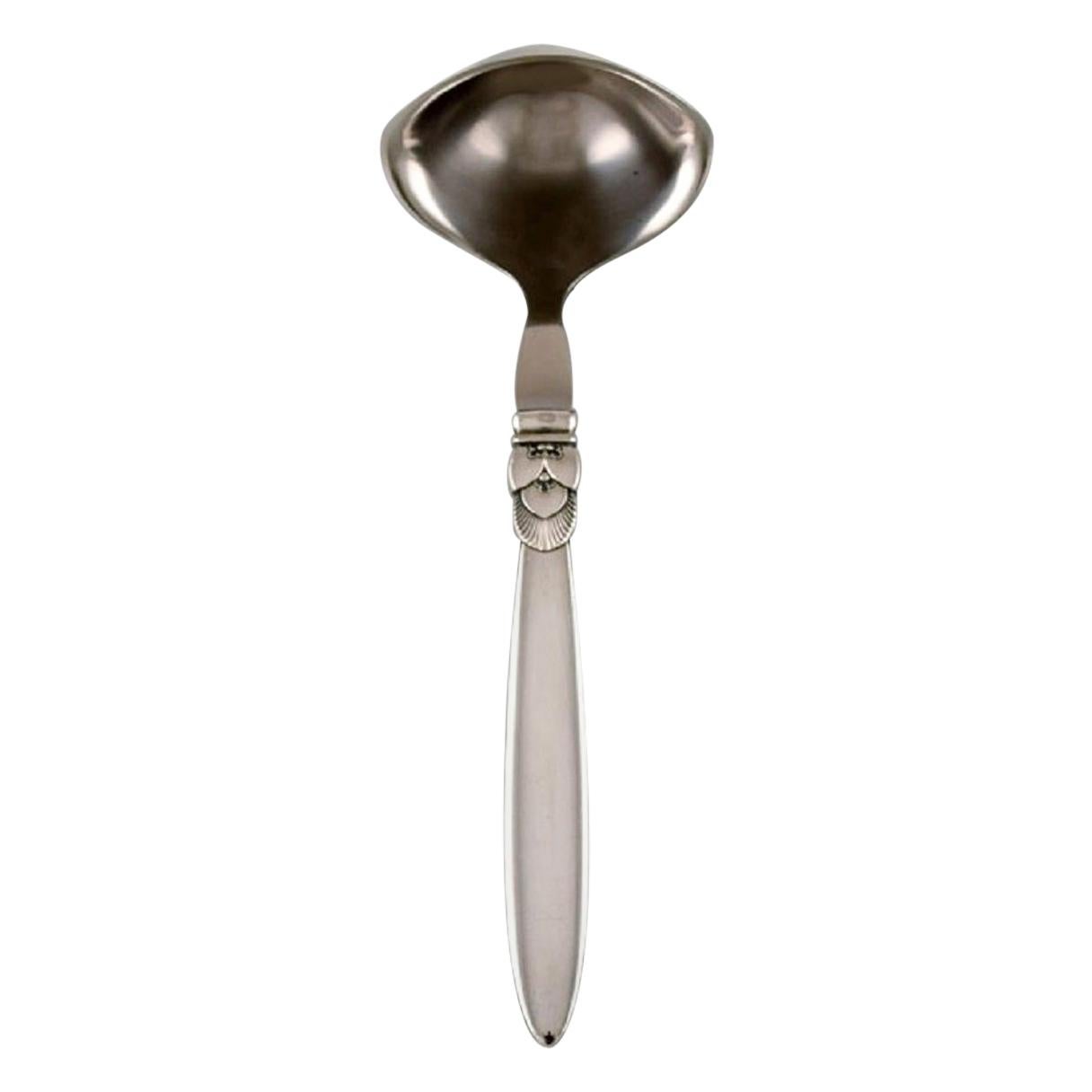 Georg Jensen "Cactus" Sauce Spoon in Sterling Silver and Stainless Steel For Sale