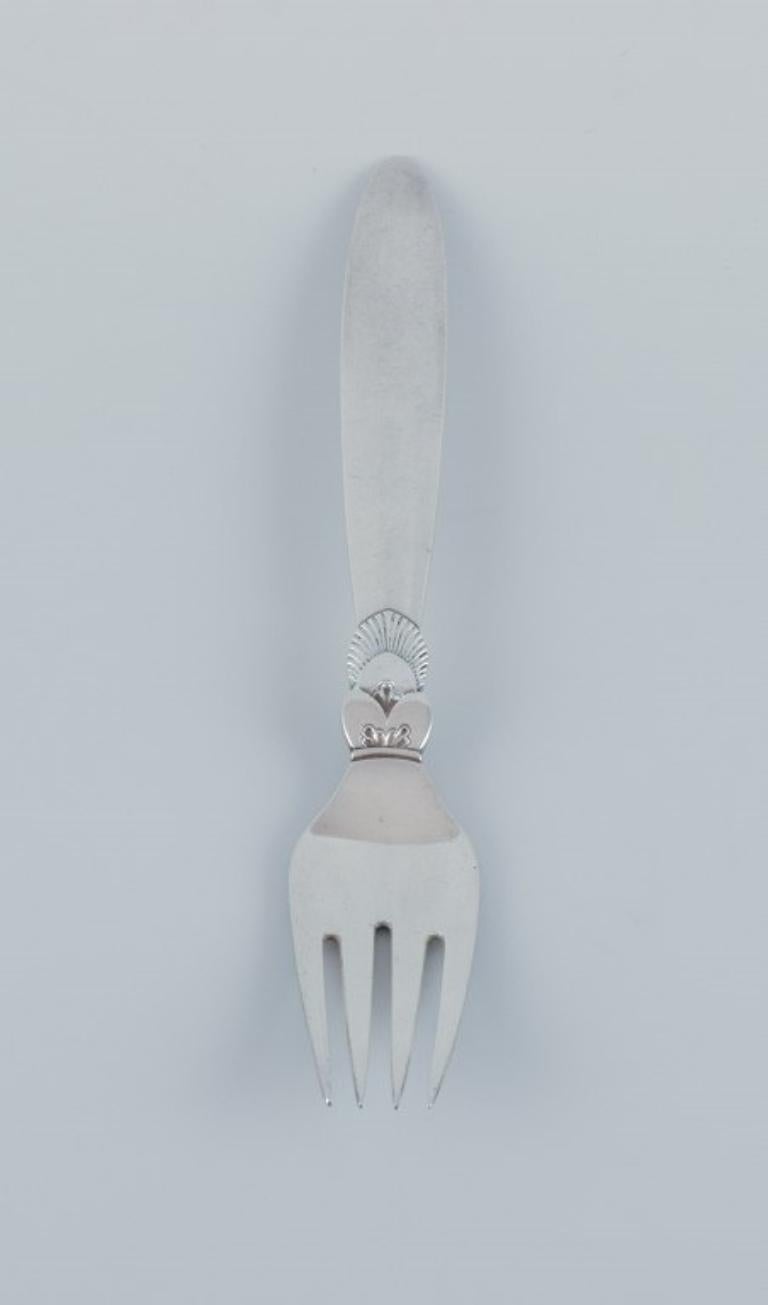 Art Deco Georg Jensen, Cactus, set of nine sterling silver dinner forks.  For Sale