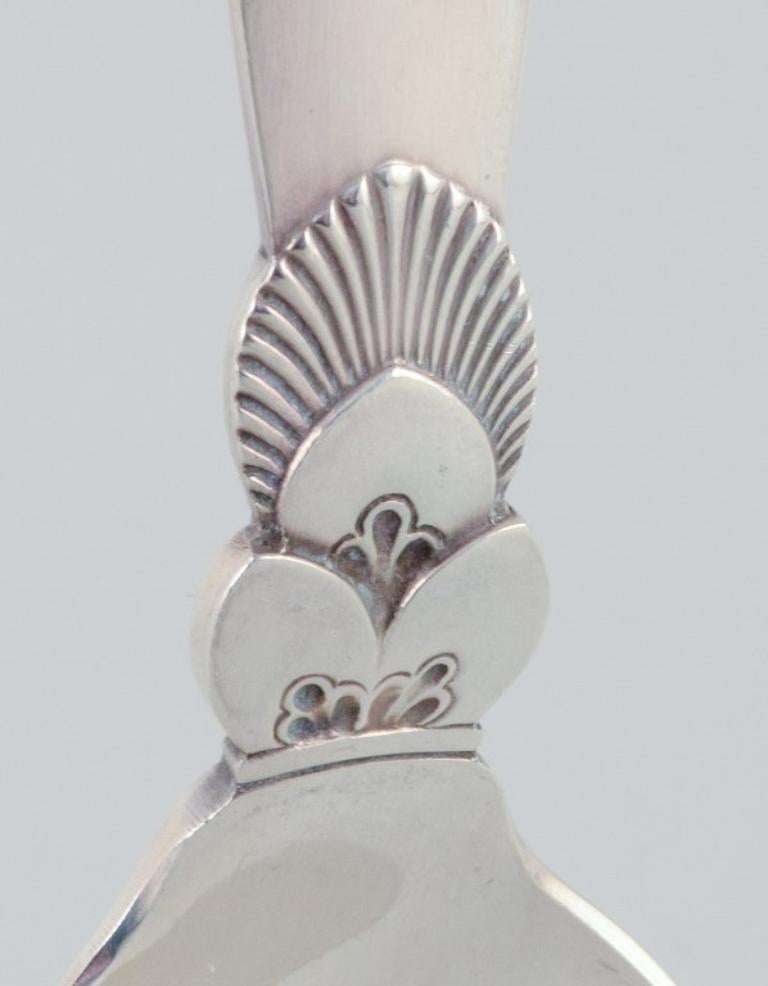 Art Deco Georg Jensen, Cactus, set of six sterling silver dinner spoons. For Sale