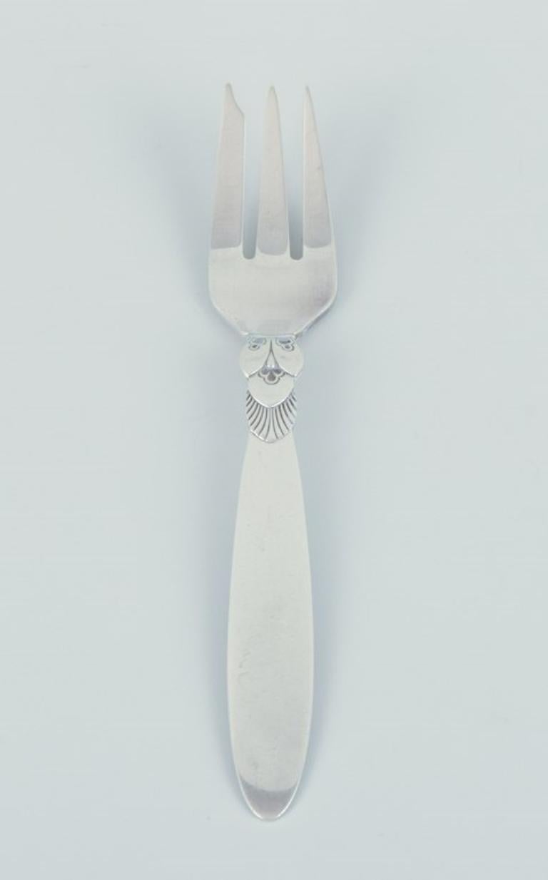 Danish Georg Jensen Cactus. Six cake forks in sterling silver. 