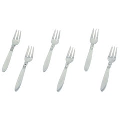 Georg Jensen Cactus. Six cake forks in sterling silver.