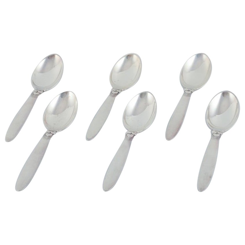 Georg Jensen, Cactus, six sterling silver dinner spoons.