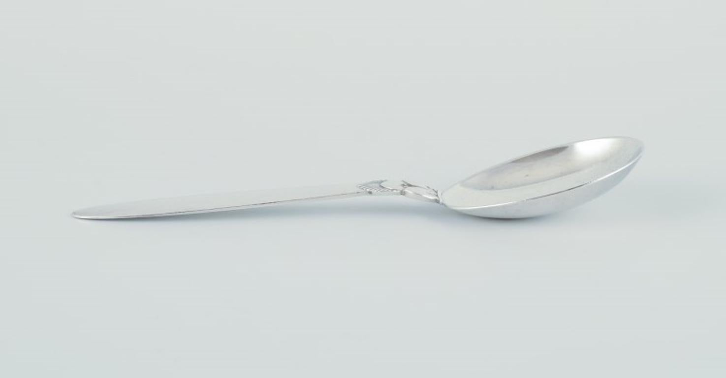 Art Deco Georg Jensen Cactus. Small serving spoon in sterling silver. For Sale