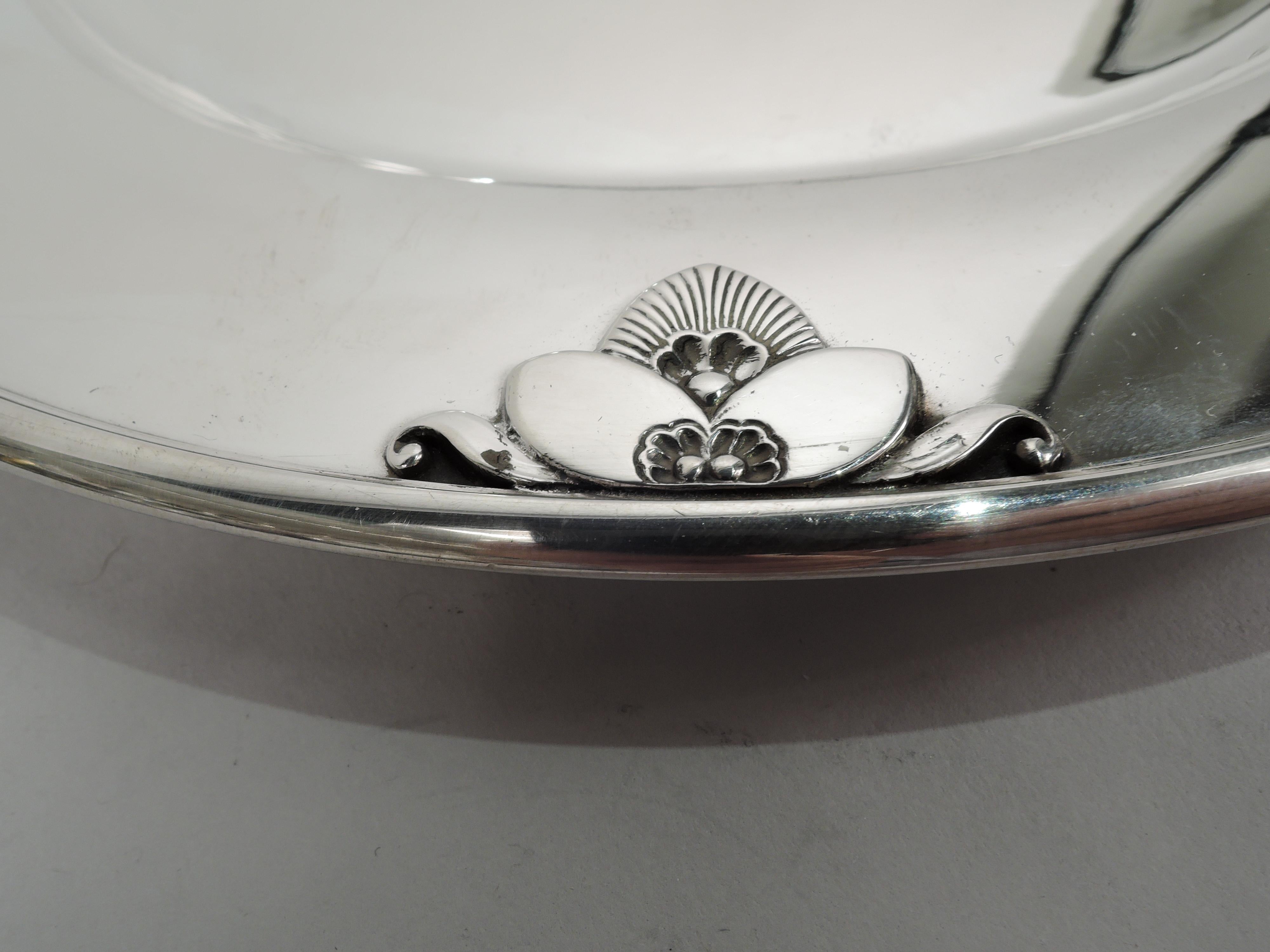 Danish Georg Jensen Cactus Sterling Silver Dinner Plate Charger For Sale
