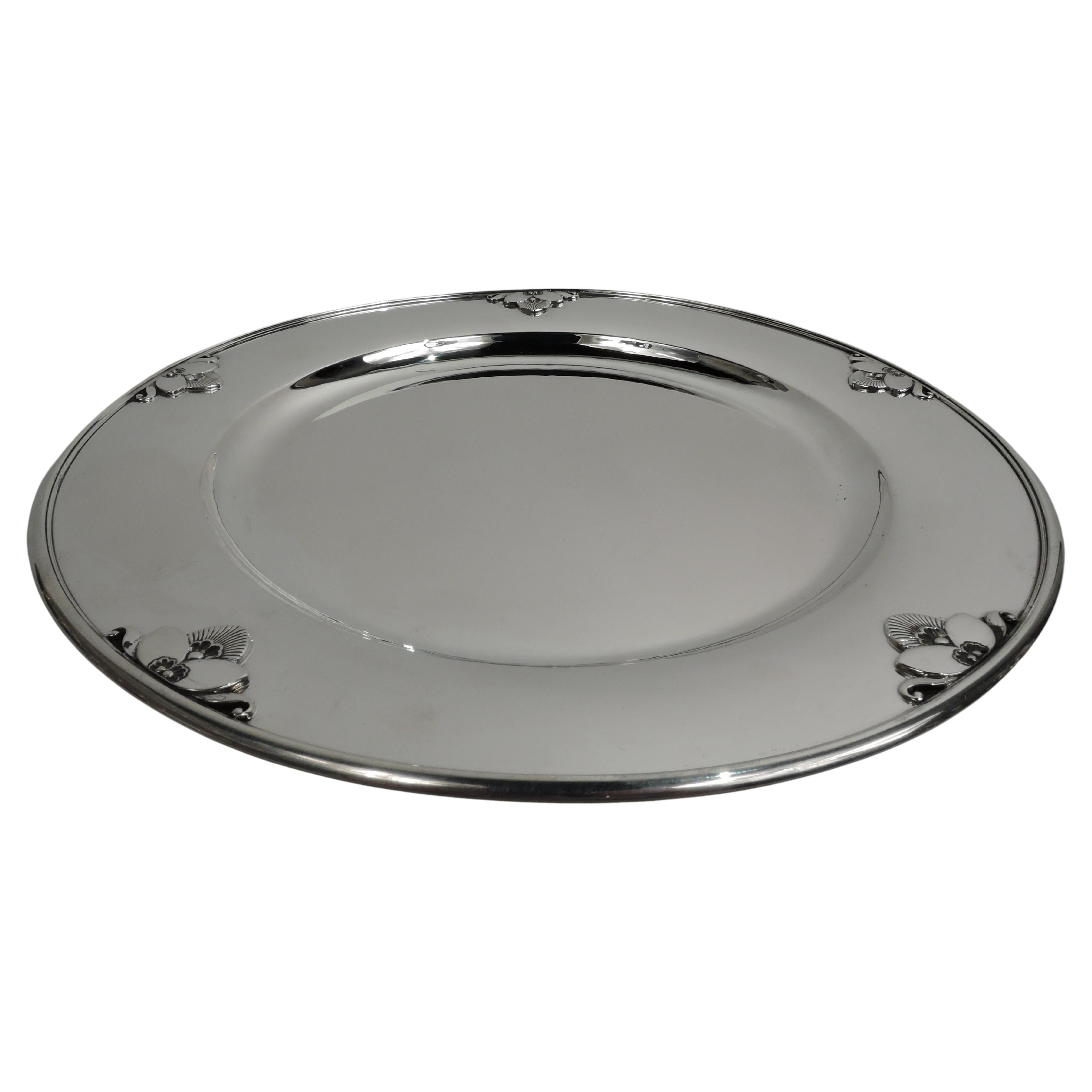 Georg Jensen Cactus Sterling Silver Dinner Plate Charger For Sale
